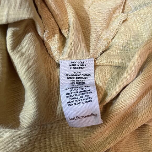 Soft‎ Surroundings XL Organic Cotton Yellow Top Lagenlook Hood Buttons - Picture 11 of 11